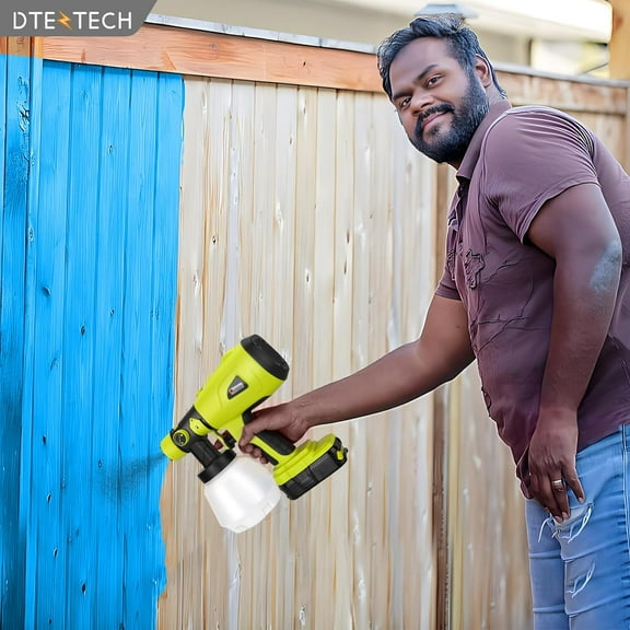 Electric Paint Sprayer for Ryobi ONE  18V Li-ion Battery, HVLP Spray Gun with Brushless Motor and Copper Nozzle, 200W Cordless Paint Sprayer for Home Interior and Exterior Painting