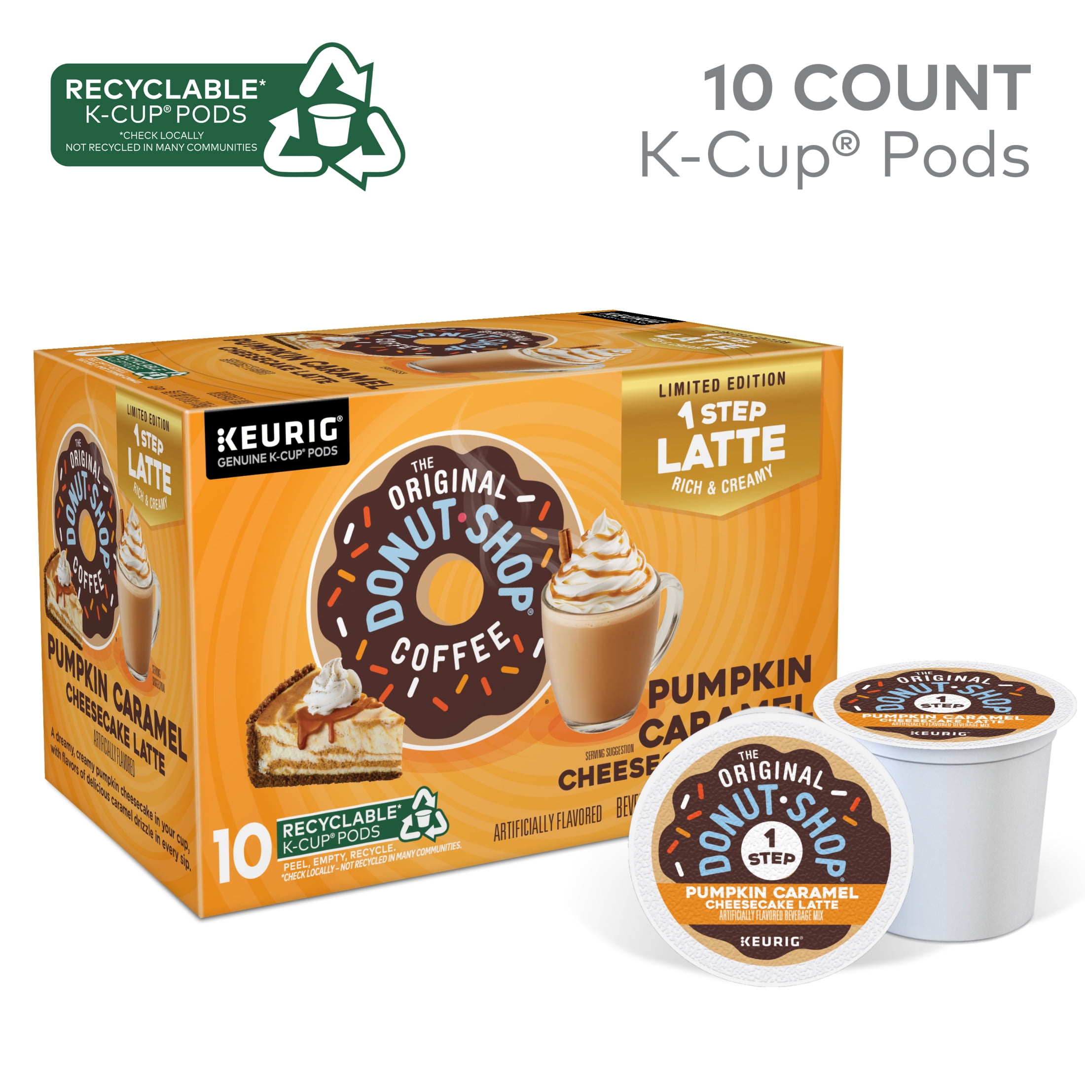 The Original Donut Shop, Pumpkin Caramel Cheesecake Latte K-Cup Coffee Pods, 10 Count