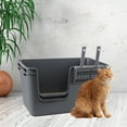 thumbnail image 3 of Ionoloy 2 Pack High Side Plastic Cat Litter Basin, Extra Large Litter Box with Scoop, Grey, 3 of 7