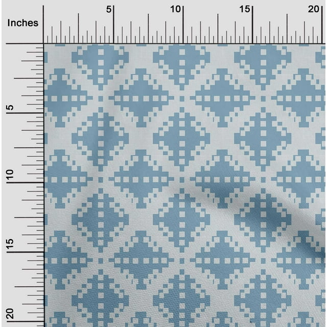 oneOone Tissu Polyester Lycra à Carreaux Kasuri Imprimé 1 Yard 56 Pouces de Large