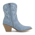 thumbnail image 2 of Women's Western Ankle Booties - Pointed Toe Cowgirl Boots with Low Heel Comfortable Pull-On Design for Casual Wear, 2 of 5