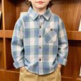 thumbnail image 2 of WXFAZCVU Boys' Button-Down Shirts Plaid Long Sleeved Coat Casual Outwear School Clothing Size 7-8 Years, 2 of 4