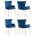 thumbnail image 1 of Set of 4 Wingback Upholstered Dining Chairs with Metal Legs, Velvet Fabric Side Dining Room Chairs with Tufted Button, Living Room Chairs Home Kitchen Dining Room (Blue + Gold Leg), 1 of 7