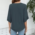 thumbnail image 5 of HAPIMO Rollbacks Womens Summer Tops Boho Print Chiffon Casual Comfy Pullover Tops Teen Grils Fashion Clothes V-Neck Tee Shirt Short Sleeve Shirts for Women Blue L, 5 of 7