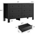 thumbnail image 2 of Black Dresser for Bedroom, Large 6 Drawer Dresser with Deep Drawers & Metal Knobs, Modern Wooden Double Chests of Drawers for Kids Bedroom, Entryway, Hallway, 2 of 7