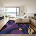 thumbnail image 3 of ODIKA 9'x12' Washable Area Rug Purple Gold Abstract Celestial Waves Design Elegant Swirls and Curves with Golden for Great Room, Indoor Concept, Large Living Low Pile, Flatwoven, 3 of 7