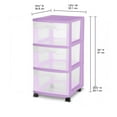 thumbnail image 3 of Sterilite 3 Drawer Cart Lilac, 3 of 4