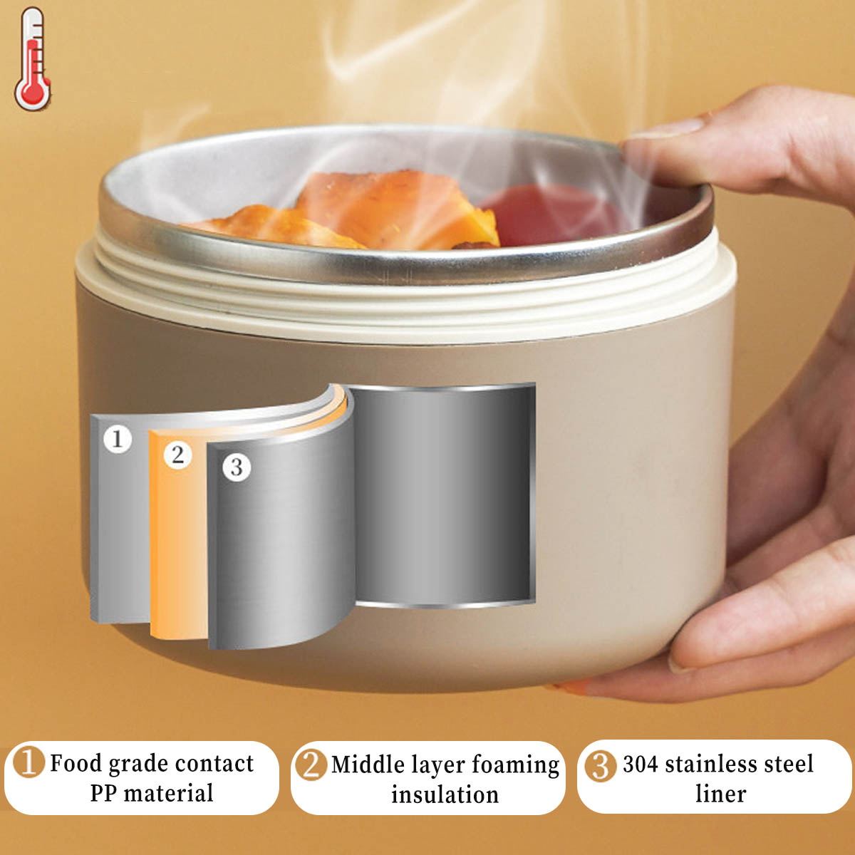 IFCOW Portable Insulated Food Lunch Container Set, Thermal Bento Lunch Box, Microwavable Stackable Lunch Box Containers, Jar & Container - image 4 of 13