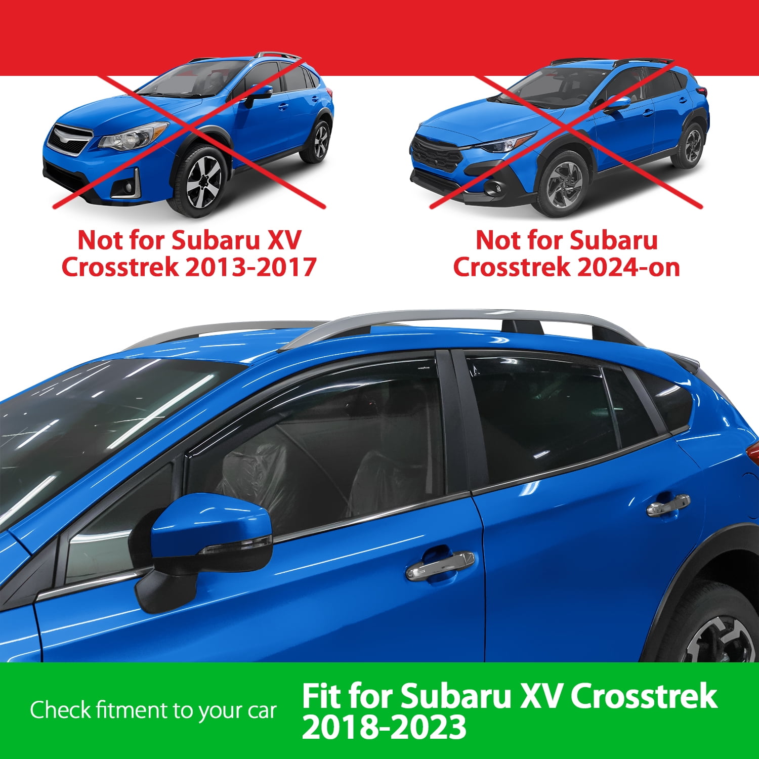 Goodyear Shatterproof in-Channel Window Deflectors for Subaru XV Crosstrek 2018-2023/Subaru Impreza 2017-2023, Rain Guards, Window Visors for Cars, Vent Deflector, Car Accessories, 4 pcs - GY003477