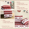 thumbnail image 6 of Exclusivo Mezcla Christmas Quilt Twin Size, White and Rust Red Striped Bedspreads Reversible Coverlets Bedding Set with Printed Reindeer Snowflakes Pattern (1 Quilt, 1 Pillow Sham), 6 of 6