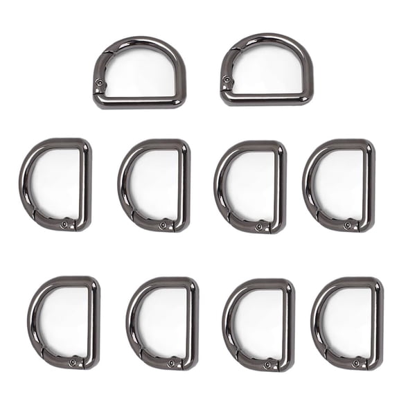 Naisfei 10 Pcs Metal Spring Clasp D Shape Snap Clip Hook Spring Keyring Buckles Replacement, Buckles Clasp Clamps for Backpacks Handbag, D Ring for Hardware Bags Ring Hand DIY Accessories