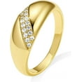 thumbnail image 1 of ORUYROP Chunky Rings for Women, 18K Gold Plated Simple Domed Statement Rings Stackable Thick Band Silver/Gold Plated Ring Minimalist Signet Ring, Size 5 to 9, 1 of 6