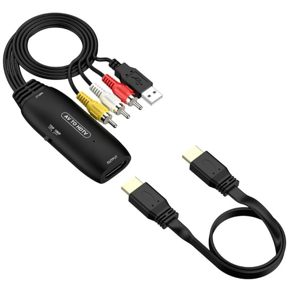RCA to HDMI Converter 1080p/720p AV to HDMI Converter Adapter RCA /HDMI Cable for TV/PC USB 5V Power Supply Plugs