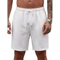 thumbnail image 4 of Lounge Sweat Shorts for Men Cable Knit Drawstring Shorts Elastic Waist Casual Short Pants Solid Lightweight Summer Bermuda Shorts Vacation Beach Wear, 4 of 6