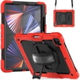 thumbnail image 2 of For iPad Pro 12.9 inch Case (2022/2021/2020/2018), 360 Rotating Shockproof Cover with Stand, Screen Protector, Shoulder Strap, Red, 2 of 7