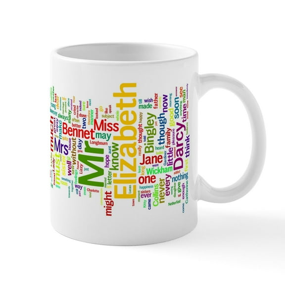 CafePress - Word Art From Jane Austen's Pride And P Mug - 11 oz Ceramic Mug - Novelty Coffee Tea Cup