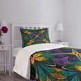 thumbnail image 5 of Ambesonne Floral Quilted Bedspread Set 2 Pcs, Antique Window Style, Twin Size, Green Purple, 5 of 6