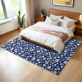 thumbnail image 3 of FairOnly Navy Blue 5'x7'Botanical Bloom Machine Washable Non Slip Stain Resistant Area Rug for Modern Home Living Room Decoration, 3 of 7