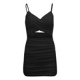 thumbnail image 5 of Vestido midi ajustado sexy para mujer: con aberturas, fruncido, poliéster-spandex, para discoteca/boda, tallas XS-L, 5 of 5