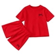 thumbnail image 3 of oqasdz Toddler Children Girls Summer Outfits Bow Print Short Sleeve Loose Fit Workout Set T Shirts and Shorts for Gym Running Casual Sporty Clothing Sets,Red,9-10 Years, 3 of 7
