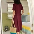 thumbnail image 5 of Summer Dresses for Women under $10! Xqxayjr Women Summer Maxi Long Dresses V Neck Button Down Casual Flowy Fashion Cocktail Dress Short Sleeve Cotton Linen Trendy Beach Party Dresses, 5 of 9