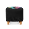 thumbnail image 2 of SCRAWLGOD Paws Heart Print Black Ottoman Cover Square, Stretch Ottoman Cover, Anti Dust Ottomans Slipcover Square Washable Foot Stool Covers with Elastic Bottom, 2 of 7