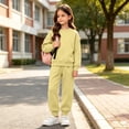 thumbnail image 4 of Hvogkswy Boys Girls Sweatsuit Solid Kids Sweat Suits Long Sleeve Crewneck Pullover Sweatshirt & Jogging Pant Fall Fashion Tracksuits, 4 of 9