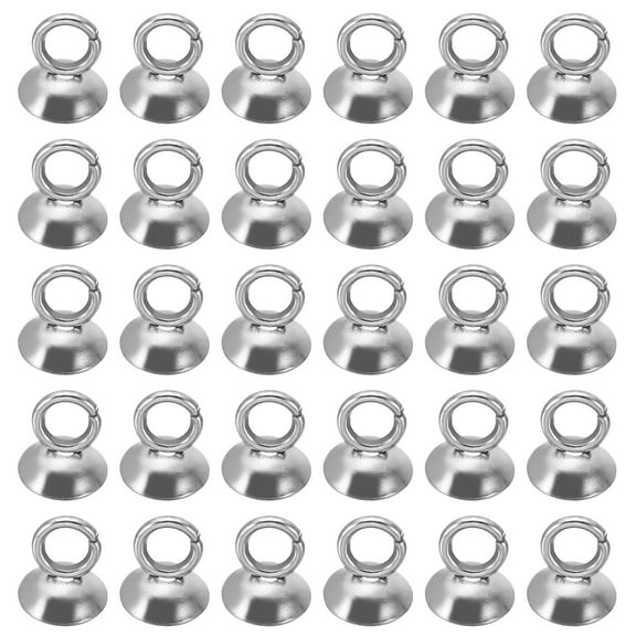 5mm Bead Caps, 100 Pcs Bead Cap Bail Pendant Stainless Steel Ornament Caps with Loop for Jewelry Making, Silvery