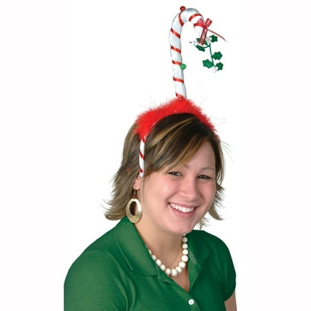 Club Pack of 12 White and Red Mistletoe Candy Cane Snap-on Christmas Headband Costume Accessories
