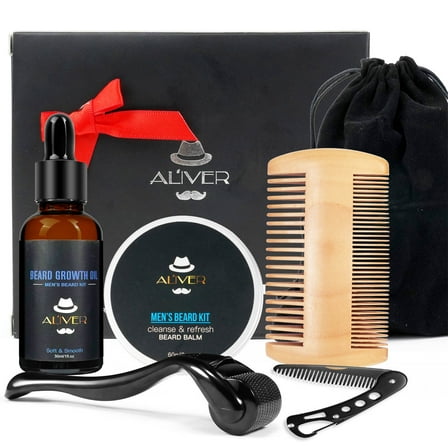 Aliver Beard Kit for Men, Beard Growing Care,Beard Oil - Balm - Comb - Storage Bag