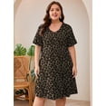 thumbnail image 6 of SHOWMALL Plus Size Short Sleeve Summer Dress for Women, Mother's Day Self-Care Gift, Classic Leopard Brown 4X Trendy Strappy Neckline Dress with Pockets for Party, 6 of 8