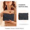 thumbnail image 4 of Bolso de paja para mujer, bolso de hombro de paja para verano, bolso de playa, bolso de mano negro, 4 of 5