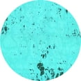 thumbnail image 1 of Ahgly Company Machine Washable Indoor Round Abstract Turquoise Blue Modern Area Rugs, 5' Round, 1 of 4