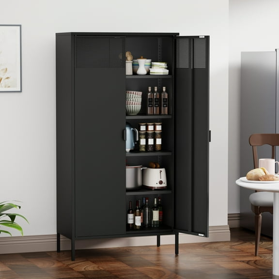 71 inches Metal Storage Locker with 4 Adjustable Shelves and 5 Tiers, Suitable for Kitchen Living Room
