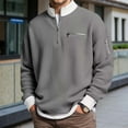 thumbnail image 2 of Men's Waffle Long Sleeve Quarter Zip Color Block Collar Sweatshirt Color Grey Size XXL, 2 of 4