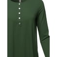 thumbnail image 4 of A2Y Women's Premium Solid Long Sleeve Dolphin Hem Shell Button Henley Top Shirt Army Green S, 4 of 6
