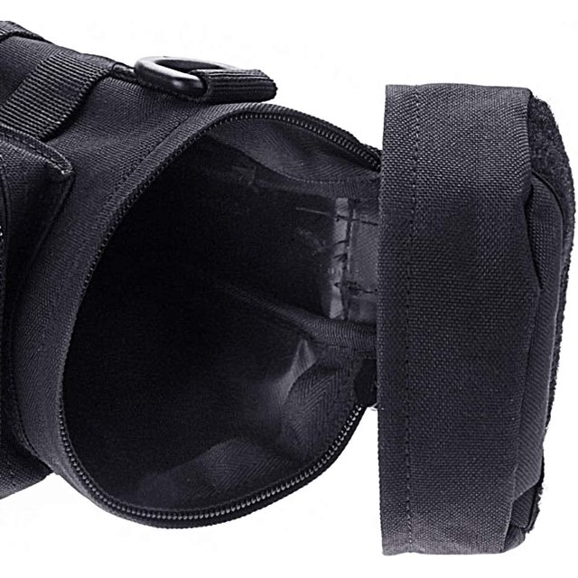 Botella de agua Molle táctica portátil con bolsa adicional para Molle táctico militar Senderismo Camping Viajes (Negro, 25 * 11 cm)