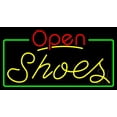 thumbnail image 1 of Yellow Shoes Open With Border LED Neon Sign 20 x 37 - inches, Black Square Cut Acrylic Backing, with Dimmer - Bright and Premium built indoor LED Neon Sign for store interior Décor, Storefront., 1 of 7