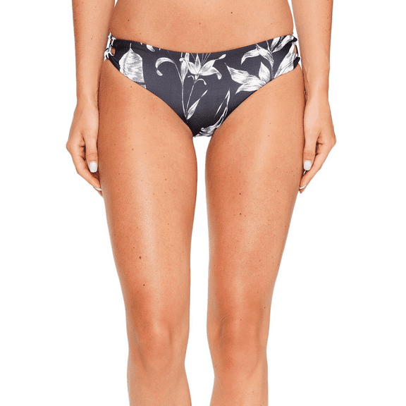 Roxy BLACK Strappy Love Reversible 70's Lace Up Bikini Swim Bottom, US X-Small