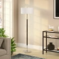 thumbnail image 2 of Evelyn&Zoe Simone 2-Light Floor Lamp with Fabric Shade, Cool Gray/Brass/White, 2 of 5