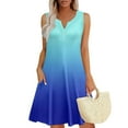 thumbnail image 2 of Zpanxa Women's Summer Ombre Print Dress Sleeveless V Neck Button Down Pocket Casual Shift Dress, 2 of 5