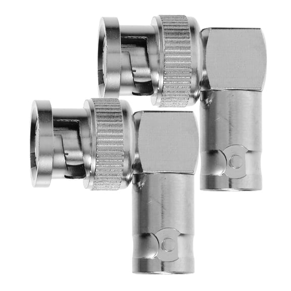 KONTONTY 2pcs BNC Male to BNC Female Elbow Adapter 90 Degree Right Angle Connector L Shaped Adapter for Security Camera Extension Cable