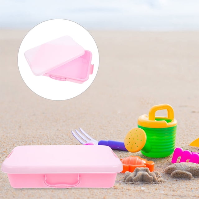 LEEYNEER Portable Handheld Sandbox with Lid 1 Set Kids Toy Storage Box Small Sand Tray for Outdoor and Indoor Play