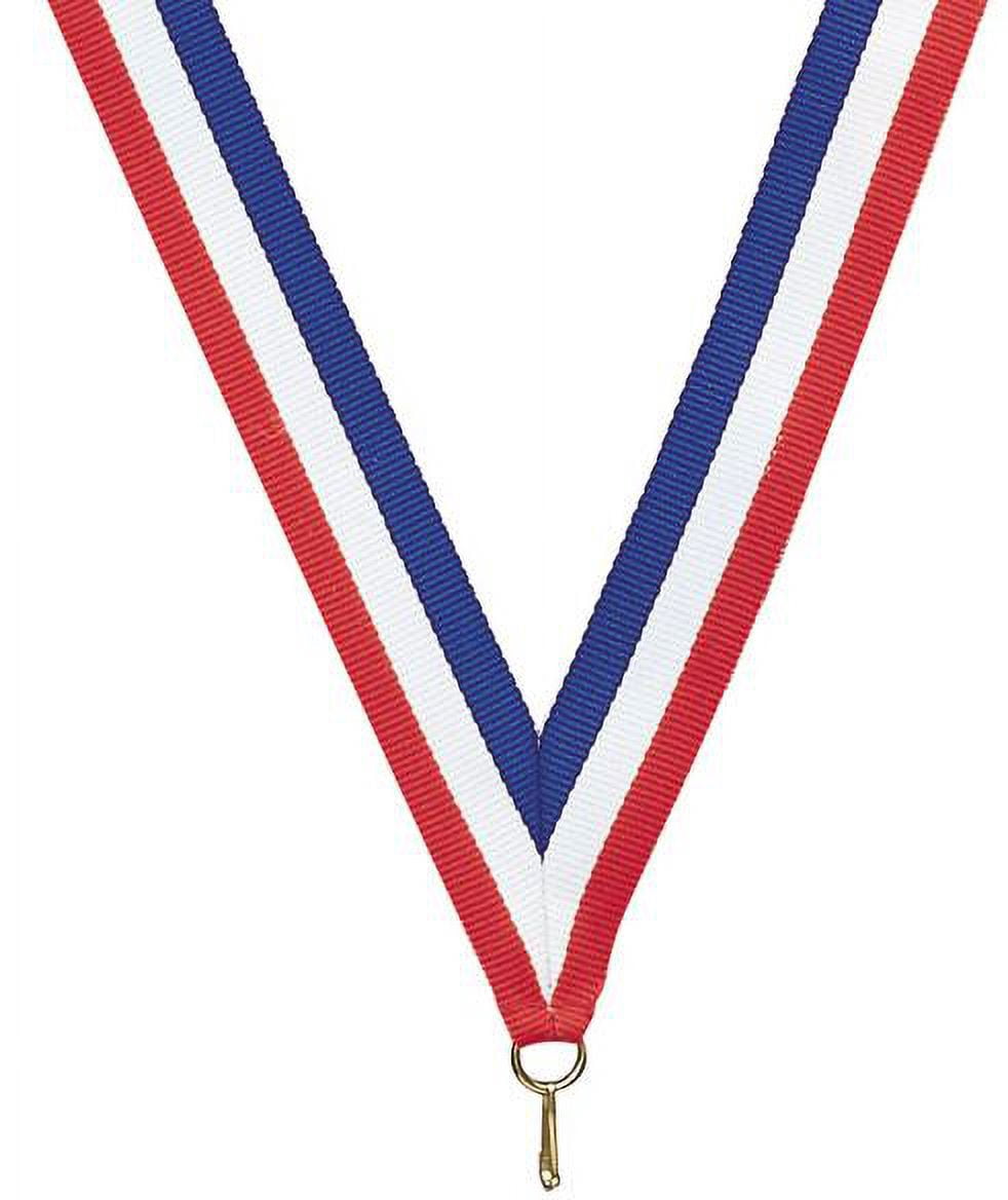 100 Pack, Large 2.5" Gold Soccer Medals with Red White & Blue Neck Ribbon Trophy Medals Award