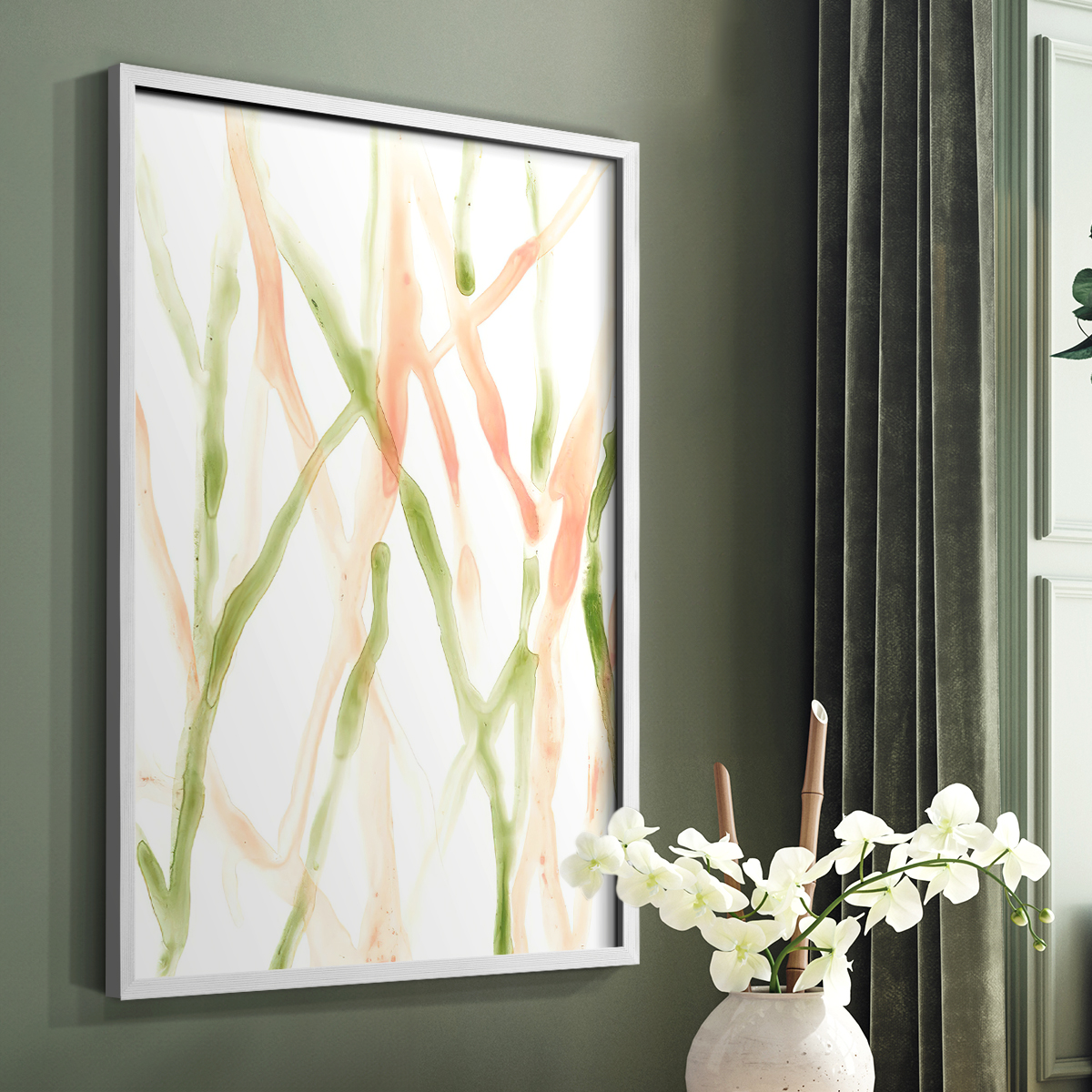 Runnel XIII in White Solid Wood 11 x 14 Framed Print