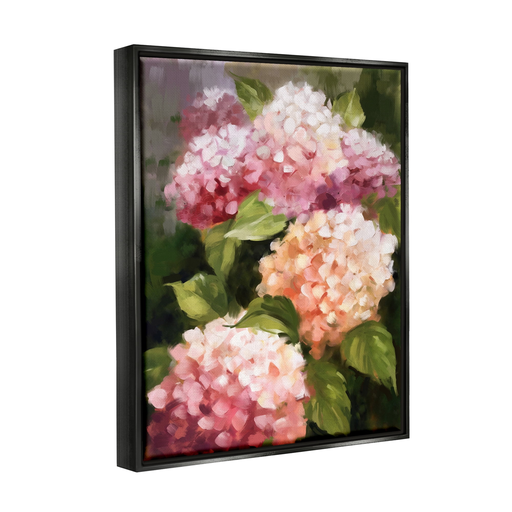 Stupell Industries Pink Hydrangea Blooms Botanical & Floral Painting Black Floater Framed Art Print Wall Art, 25 x 31