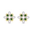 thumbnail image 2 of AFFY 14K Yellow Gold Over Sterling Silver Round Cut Simulated Emerald & 1/4 Carat Natural Diamond Stud Earrings (0.25 Cttw, I2-I3 Clarity), 2 of 2