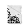 thumbnail image 2 of Animal Soft Flannel Fleece Throw Blanket, Floral Ornamental Animal Mammal Tattoo Art, Cozy Plush for Indoor and Outdoor Use, 50" x 70", Black and White, by Ambesonne, 2 of 5
