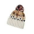 thumbnail image 3 of Knit Beanie Hat for Women Fair Isle Patterns Soft Thick Warm Winter Pom Cap Cute Vintage Outdoor Ski Hats Beige Free, 3 of 4