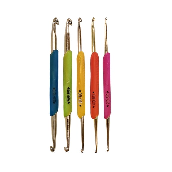BQBQERT 5 Pcs Double Head Crochet Hooks Ergonomical Knitting Needle for Crafting